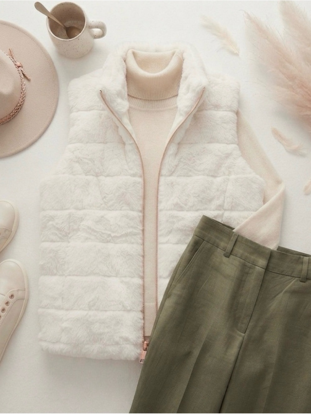 Crown & Ivy Women's Faux Fur Quilted Vest